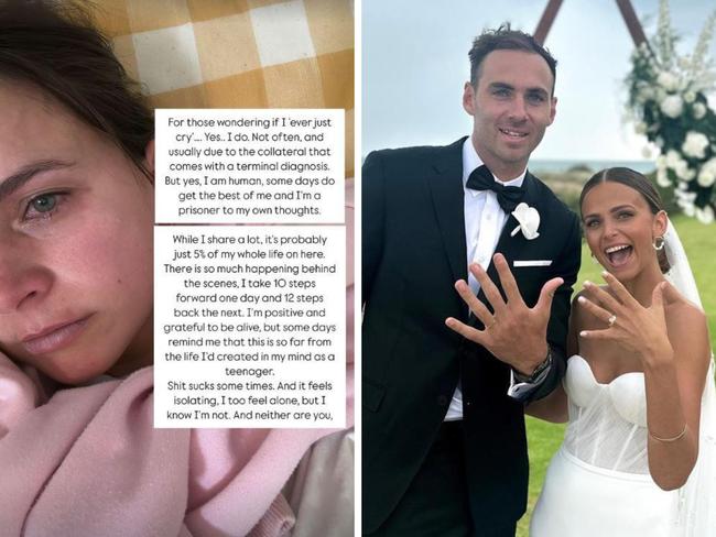 The wife of AFL star Jeremy Finlayson has shared a heartbreaking post amid her battle with stage four cancer. Picture: Instagram