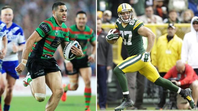 Jordy Nelson and Greg Inglis race away.