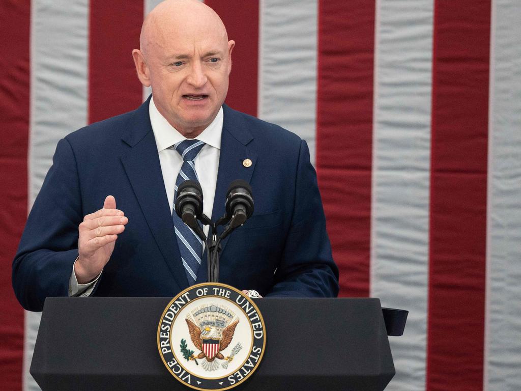 Former astronaut US Senator Mark Kelly is also said to be on the short list of Kamala Harris’ running mate picks. Picture: AFP