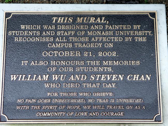 The plaque for William Wu and Steven Chan.