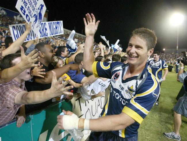 David Myles celebrates with fans