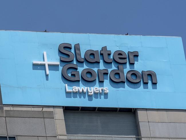 A Slater and Gordon billboard is seen outside their office in Melbourne on Wednesday, December 6, 2017. Slater and Gordon shareholders have approved a lifeline for the troubled law firm, voting to back a recapitalisation plan at a meeting in Melbourne. (AAP Image/Luis Enrique Ascui) NO ARCHIVING