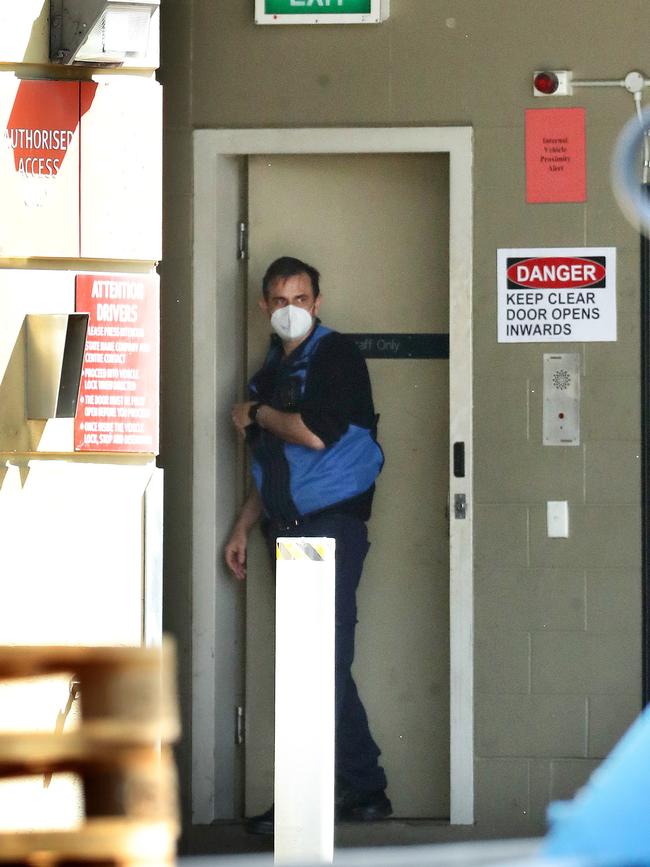 Staff with facemask on at the Brisbane Youth Detention Centre, Wacol, where a Covid-19 case has been discovered. Picture: Liam Kidston.