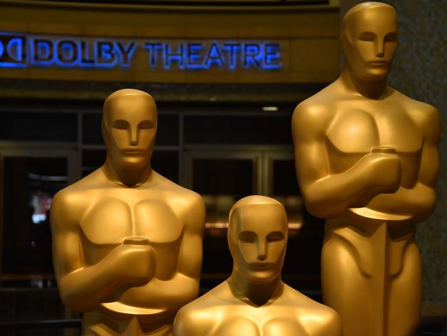 Oscar statues are seen on the red carpet outside the Dolby Theatre. The countdown is on.