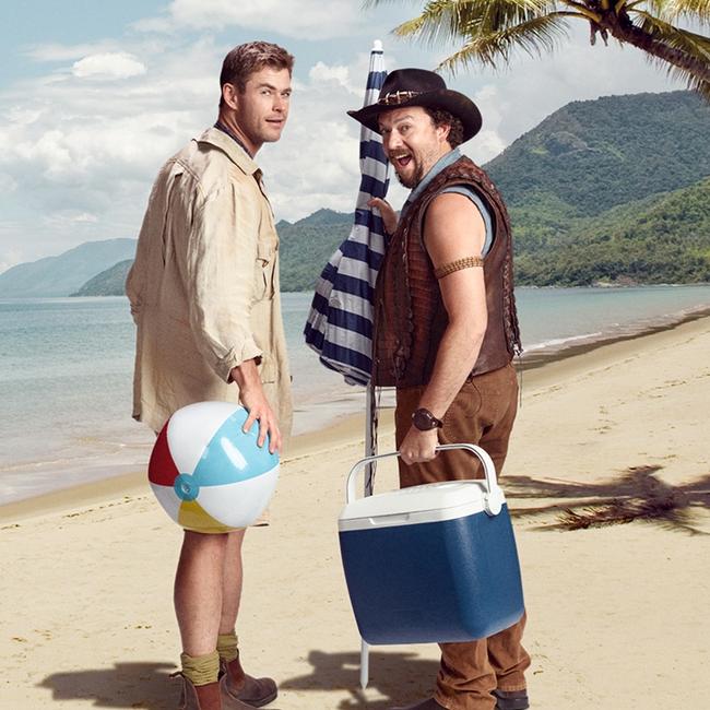 Chris Hemsworth and US comedy actor Danny McBride in the Tourism Australia ad.