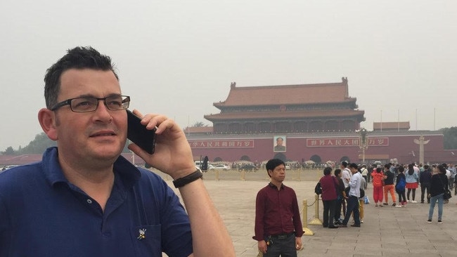 Former Victorian premier Daniel Andrews with Beijing's Forbidden City in the background. Picture: Supplied