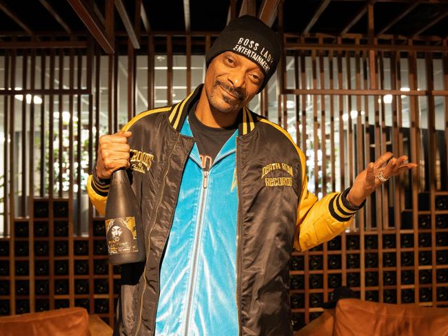 Snoop Dogg meets with Treasury Wine Estates CEO Tim Ford on Friday 3rd March, 2023. Snoop Dogg visited the offices of Treasury Wine Estates to meet the CEO and talk about the Treasury wine he represents, 19 Crimes. Picture: Supplied