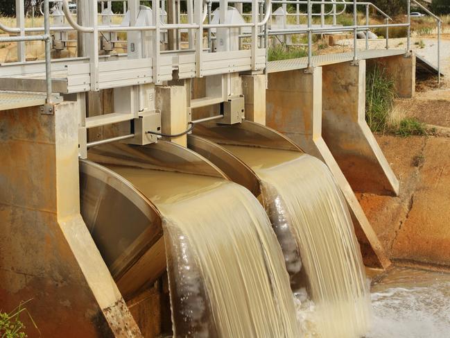 Irrigation Channel. Irrigation gates at Waranga Western Main Channel