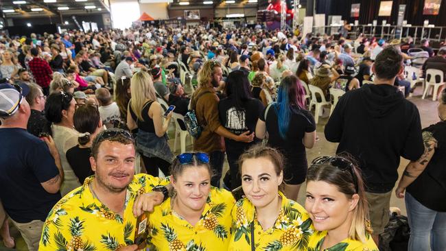 At Meatstock are (from left) Kyle Thompson, Amy Bannerman, Tash Scerri and Courtney Rynne at Toowoomba Showgrounds, Saturday, April 9, 2022. Picture: Kevin Farmer