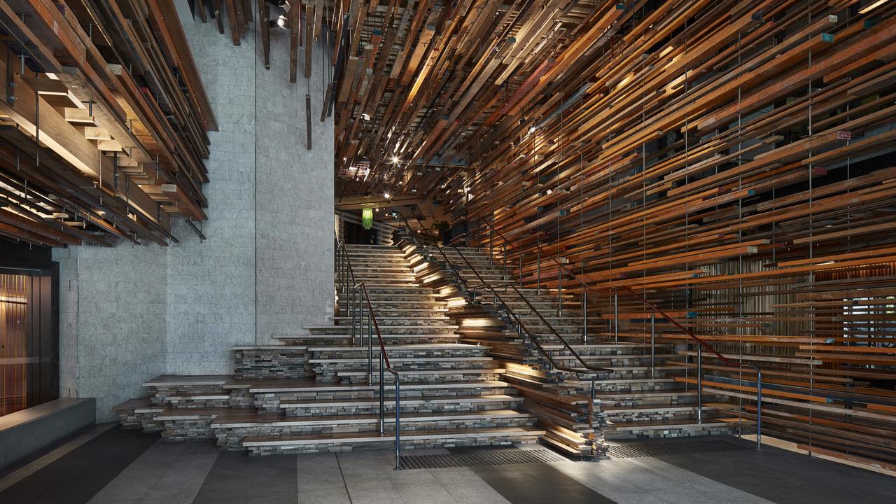 The stairway entry to Ovolo Nishi is an architectural spectacle in itself.