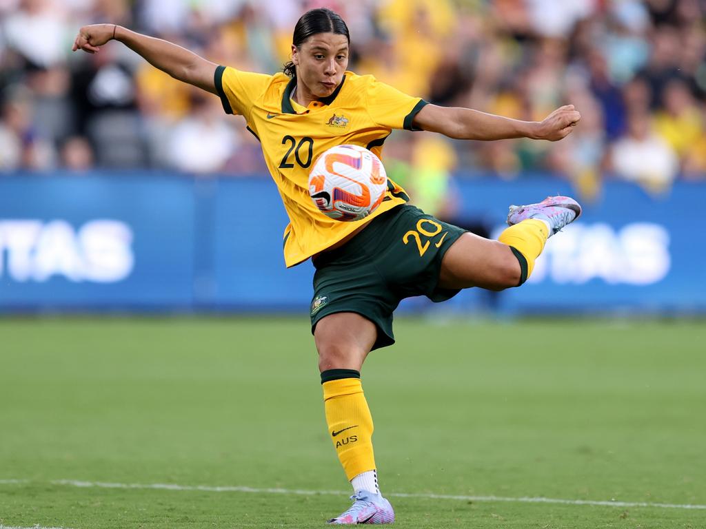 Matildas captain Sam Kerr: Kim Ravaillion’s dream Super Netball recruit. Picture: Brendon Thorne/Getty Images