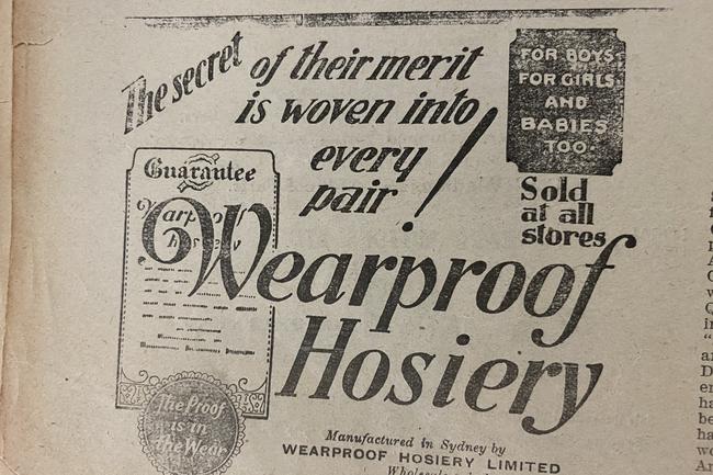 Wearproof hosiery was all the rage. Gold Coast Bulletin advertising, 1930.