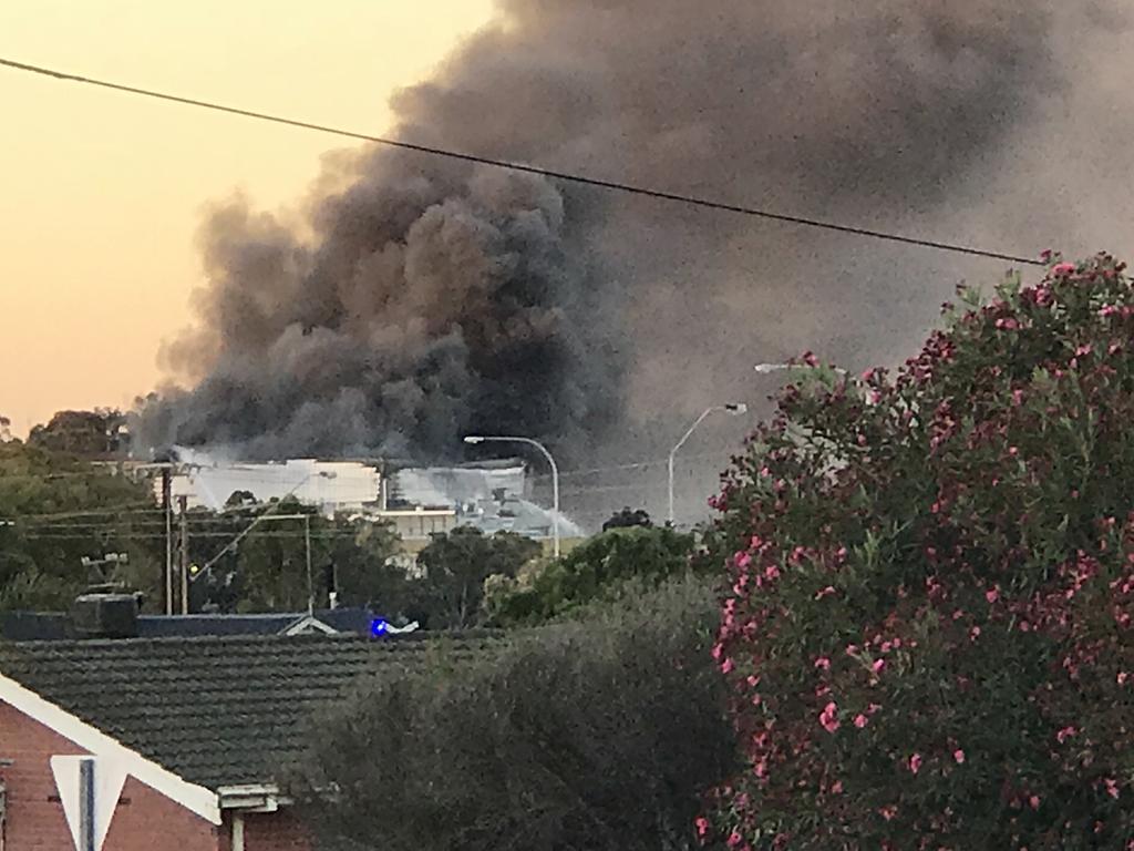 The fire breaks out at Thomas Food abattoir. Picture: Twitter / @lifesnotforall