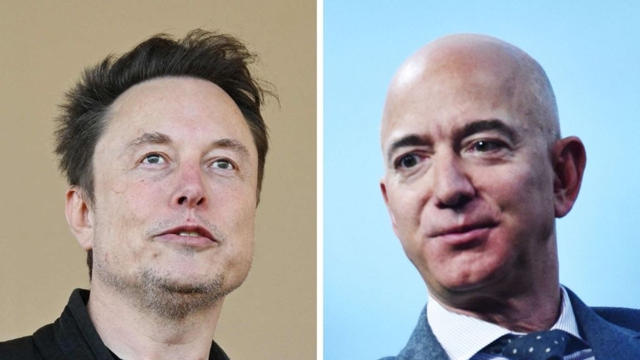 Elon Musk accused Jeff Bezos of telling people to sell Tesla stock. Pictures: Getty