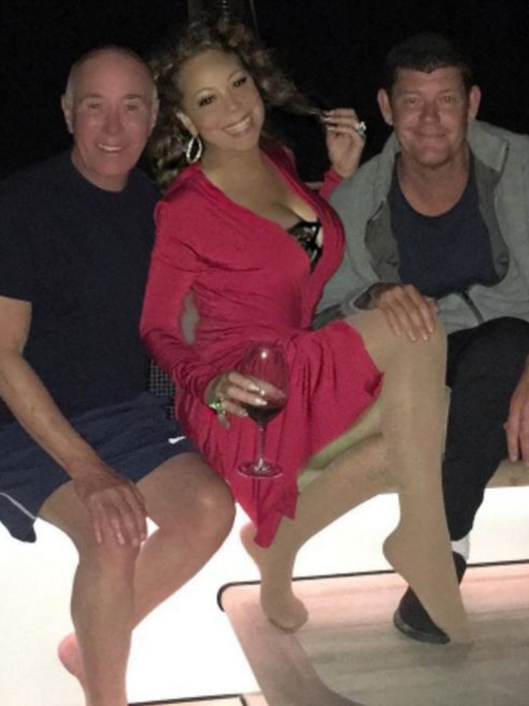 David Geffen holidaying on his yacht in 2016 with then-couple Mariah Carey and James Packe in Capri, Italy.