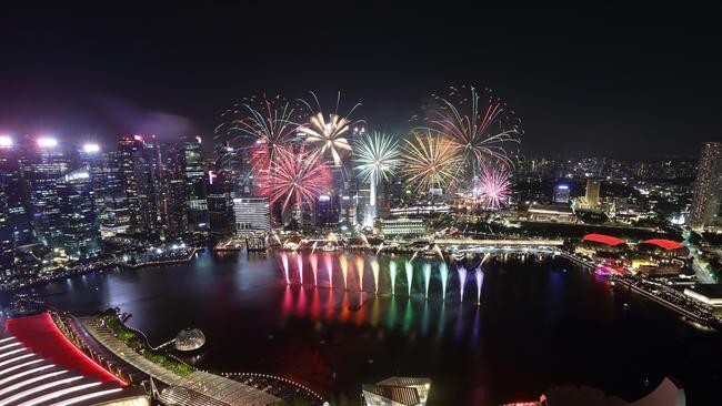 Fireworks light up the sky in Singapore. Picture: Getty