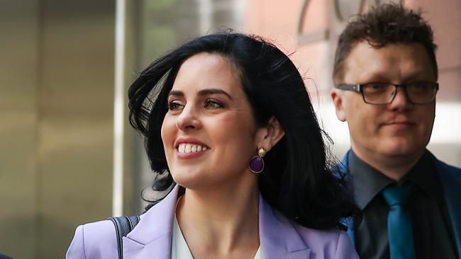 Moira Deeming leaves the Federal Court after her defamation win on Thursday. Picture: NewsWire/Ian Currie