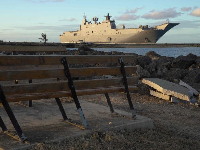 The Australian Navy's HMAS Adelaide docked at Vuna Wharf in Tonga's capital Nuku’ alofa Picture: AFP