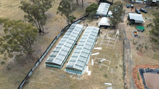 Eight people have been arrested after a series of raids, two of them on a property at Ducluse and another at Kamarooka, near Bendigo. Picture: Victoria Police