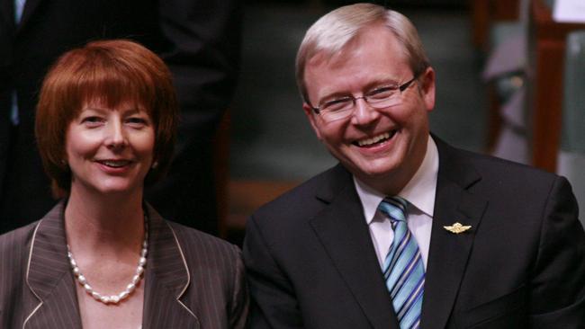 Then deputy PM Julia Gillard with then prime minister Kevin Rudd.