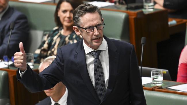 Assistant Treasurer Minister for Financial Services, Stephen Jones during Question Time at Parliament House in Canberra. Picture: NCA NewsWire / Martin Ollman