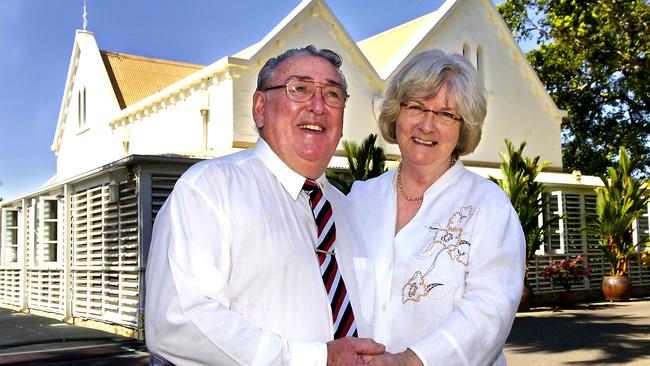 Former NT Administrator Ted Egan with Nerys Evans.