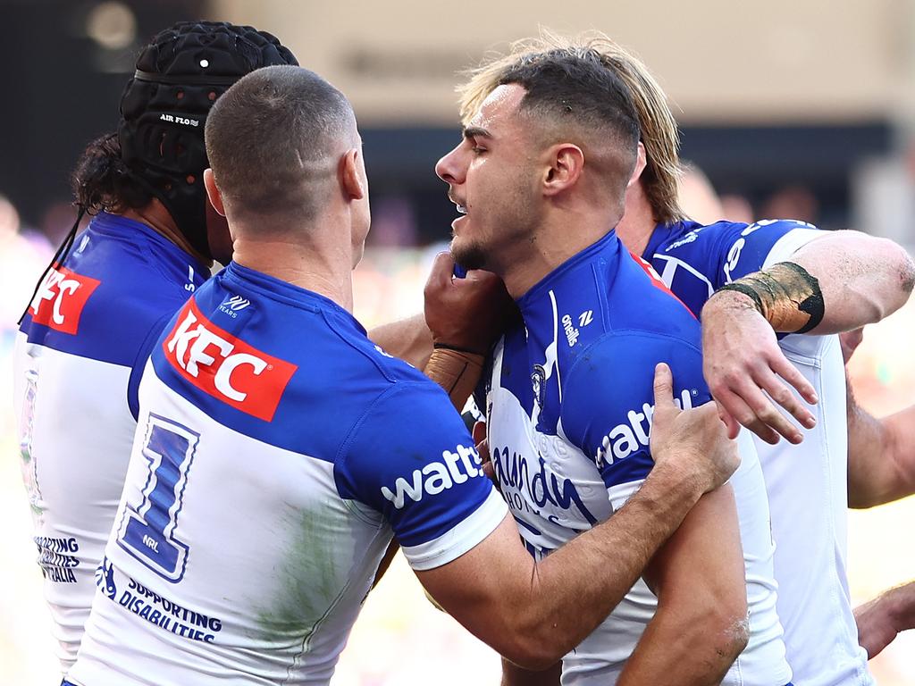 Jacob Kiraz scored three tries against the Titans. Picture: Chris Hyde/Getty Images