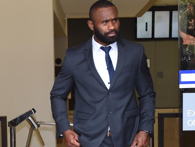 Semi Radradra leaves Parramatta Local Court after a brief appearance on Wednesday.