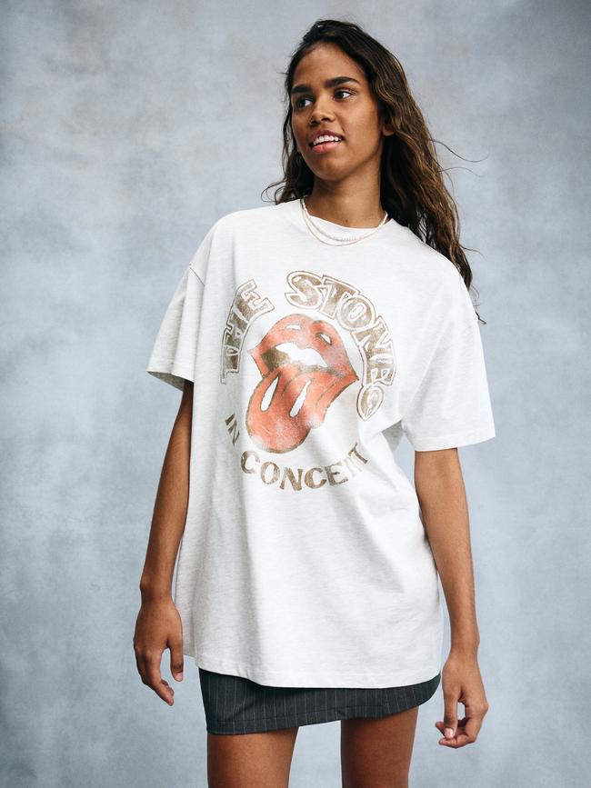 A model wearing a Rolling Stones T-shirt. Picture: supplied