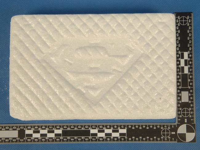 A packet of cocaine imprinted with a Superman logo.