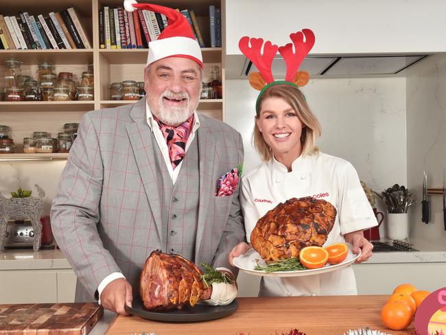 SecondBite board director Matt Preston and Coles ambassador Courtney Roulston launch the Coles SecondBite Christmas Appeal. Picture: Nicki Connolly