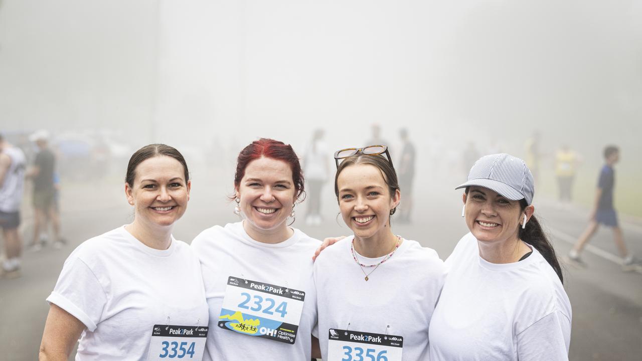 Toowoomba Dental team members (from left) Cat Bethell, Georgia Peters, Annie Wauchope and Tahlea Eastwood at Peak2Park, Sunday, March 3, 2024. Picture: Kevin Farmer