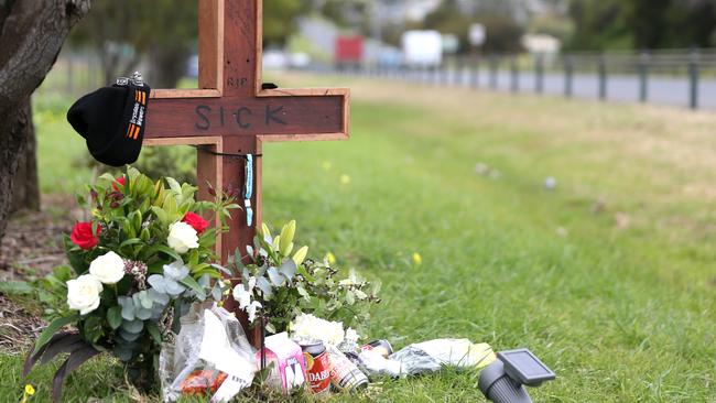 The roadside memorial on the Portarlington Road where Ryan Loader died after crashing his motorbike in September, 2022. Picture: Mike Dugdale