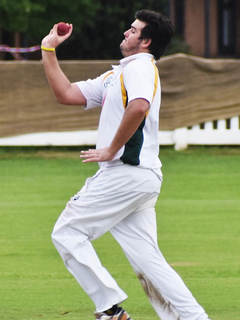 Jacob Ellis bowls for GDSC Easts-Westlawn Crown Hotel in the CRCA GDSC Premier League preliminary final against Ulmarra Hotel Tucabia Copmanhurst at Ellem Oval on Saturday, 20th March, 2021.