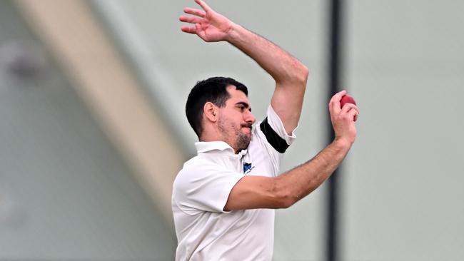 Sydenham-HillsideÃs  Timothy Grech during the VTCA Senior Division Sydenham-Hillside v Aberfeldie cricket match at Hillside Recreation Reserve in Hillside, Saturday, Nov. 11, 2023. Picture: Andy Brownbill