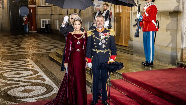 Crown Princess Mary of Denmark and Crown Prince Frederik of Denmark arrive at Amalienborg Palace for the traditional new year reception on January 1, 2024. Picture: Patrick van Katwijk/Getty Images