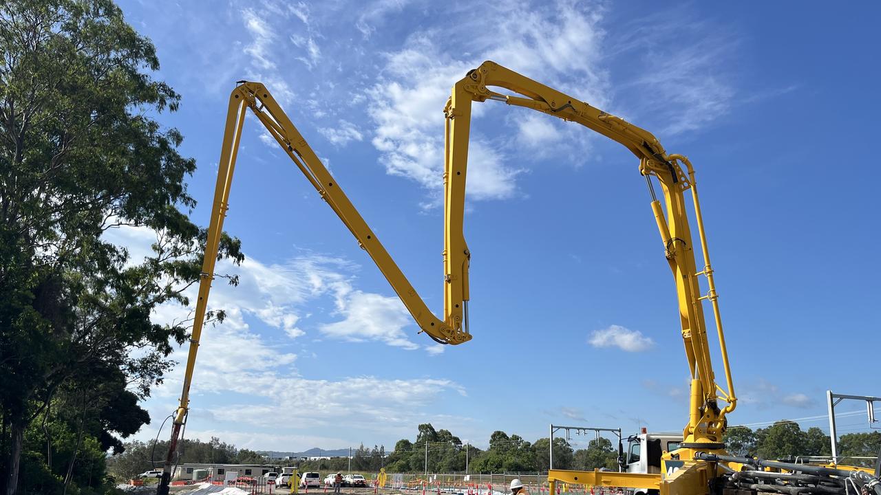 Current progress on construction underway for new train station in Merrimac. Picture: Supplied