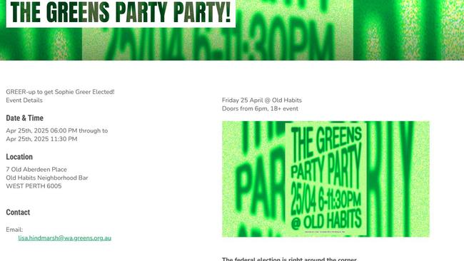 The Greens Party announcement that has since been cancelled.