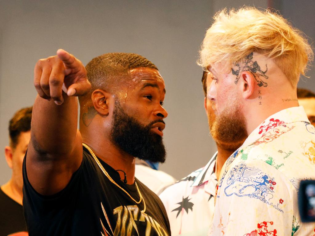 Jake Paul and Tyron Woodley came face-to-face.