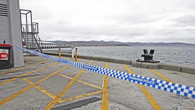 The end of Elizabeth Street Pier remains closed on Monday afternoon. Picture: Zak Simmonds