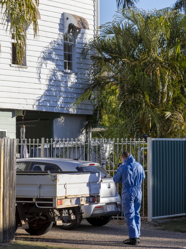 Police at the scene of an alleged homicide in West Street, Allenstown, on August 21, 2022. Police were called at about 3:50pm to the residence where the body of a woman was located inside the property. A crime scene has been declared to investigate the death, which is being treated as suspicious.? A 35-year-old man is currently speaking with police.