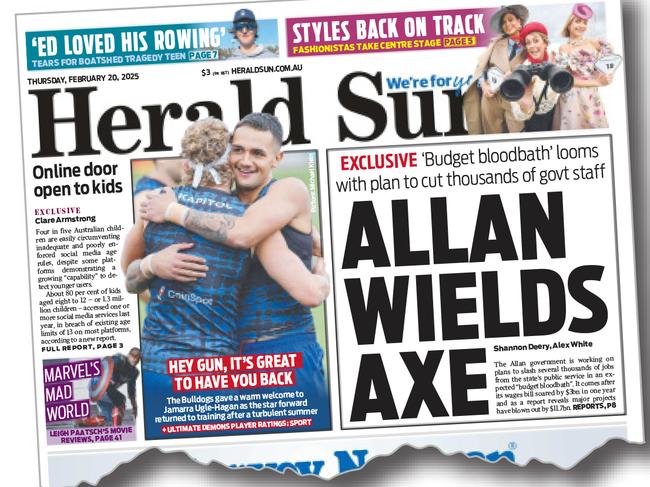 The Herald Sun’s front page on Labor’s latest claim on public job cuts.