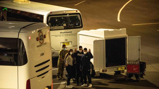 Premier Dominic Perrottet said the measures for international travellers, pictured waiting to go into quarantine, were necessary to protect NSW. Picture: NCA NewsWire / Flavio Brancaleone