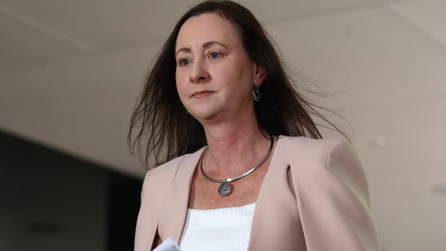 Qld Health Minister Yvette D’Ath speaks to the media at Parliament House in Brisbane. Picture: NCA NewsWire / Jono Searle