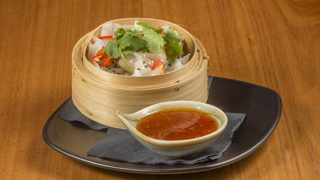 Steamed vegetable gow dumplings with chilli, sesame and soy. Picture:Rob Leeson.