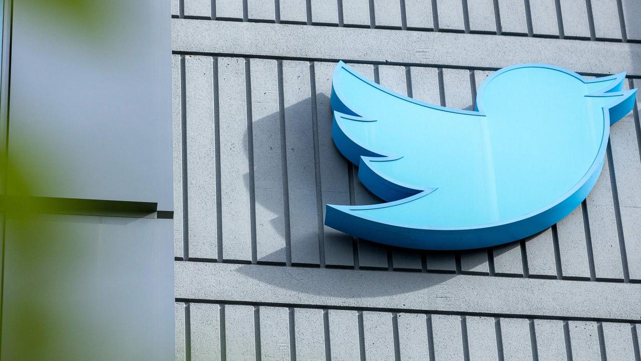 The Twitter logo, seen on the outside of its headquarters in San Francisco. Picture: Constanza Hevia/AFP