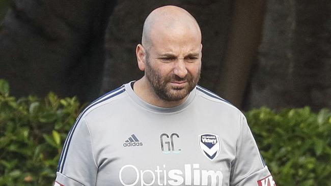 Celebrity chef and failed restaurateur George Calombaris goes for a walk in Melbourne’s Toorak village. Picture: Media Mode