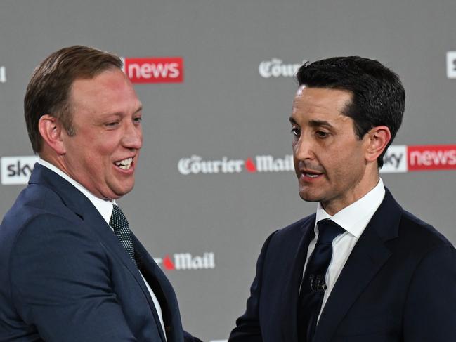 22/10/2024:  QLD Premier Steven Miles and LNP leader David Crisafulli during the Sky News and The Courier Mail  PeopleÃ¢â¬â¢s Forum at Suncorp Stadium, Brisbane. pic: Lyndon Mechielsen/Courier Mail