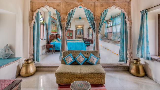 The rooms are furnished with antique heirlooms and rich fabrics. Picture: Nikhil Kapur.