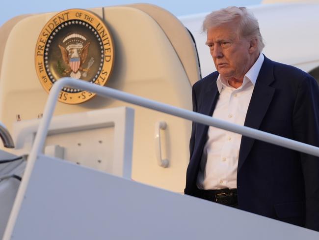 President Donald Trump arrives on Air Force One at Joint Base Andrews, Md., Sunday, May 4, 2025. (AP Photo/Manuel Balce Ceneta)